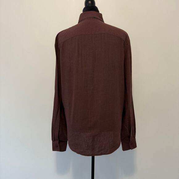 Vintage Alexander McQueen Mens Italian Burgundy Button Up Shirt RARE Size 46 - Picture 9 of 12
